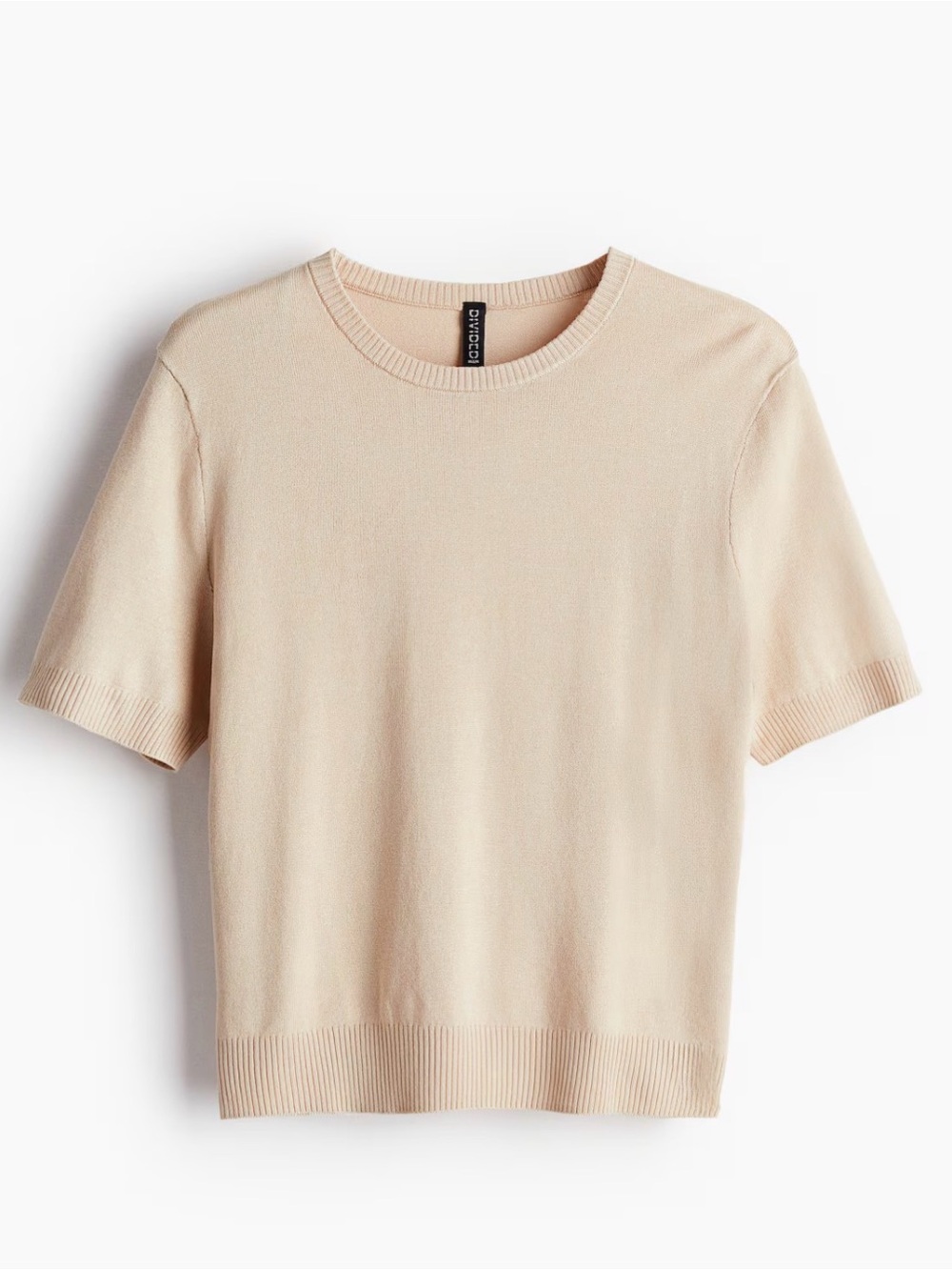 H&M Short Sleeve Crew Neck Sweater in Beige